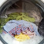 washing machine with clothes