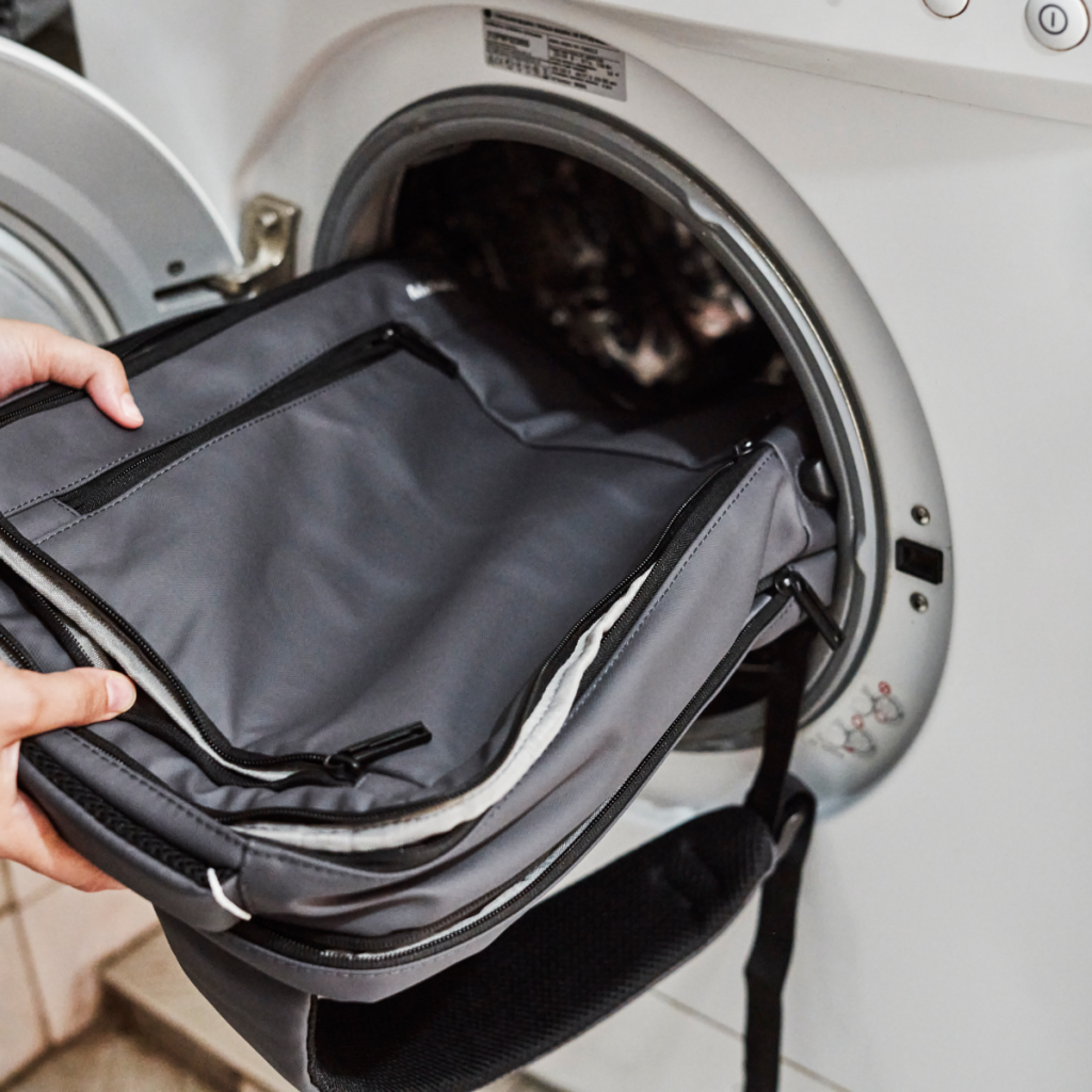 backpack in washing machine