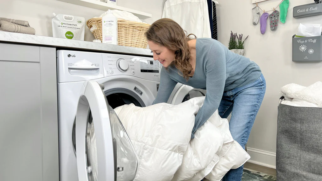 down comforter in the washing machine